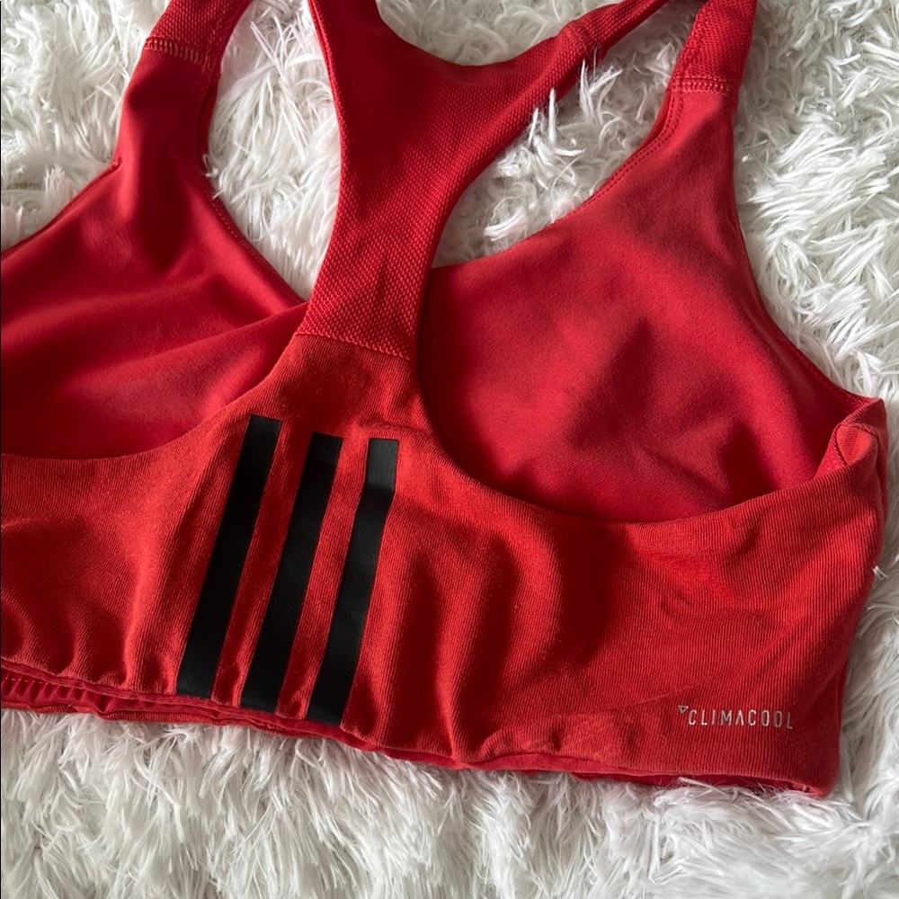 Adidas Red Racerback Sports Bra - Picture 2 of 4